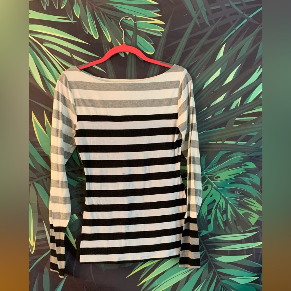 Poof Striped Long Sleeved Shirt in Black/Grey